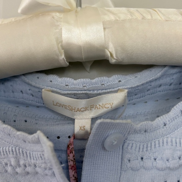 LoveShackFancy Light Blue Ruffle Cardigan, Rogan - Picture 5 of 7